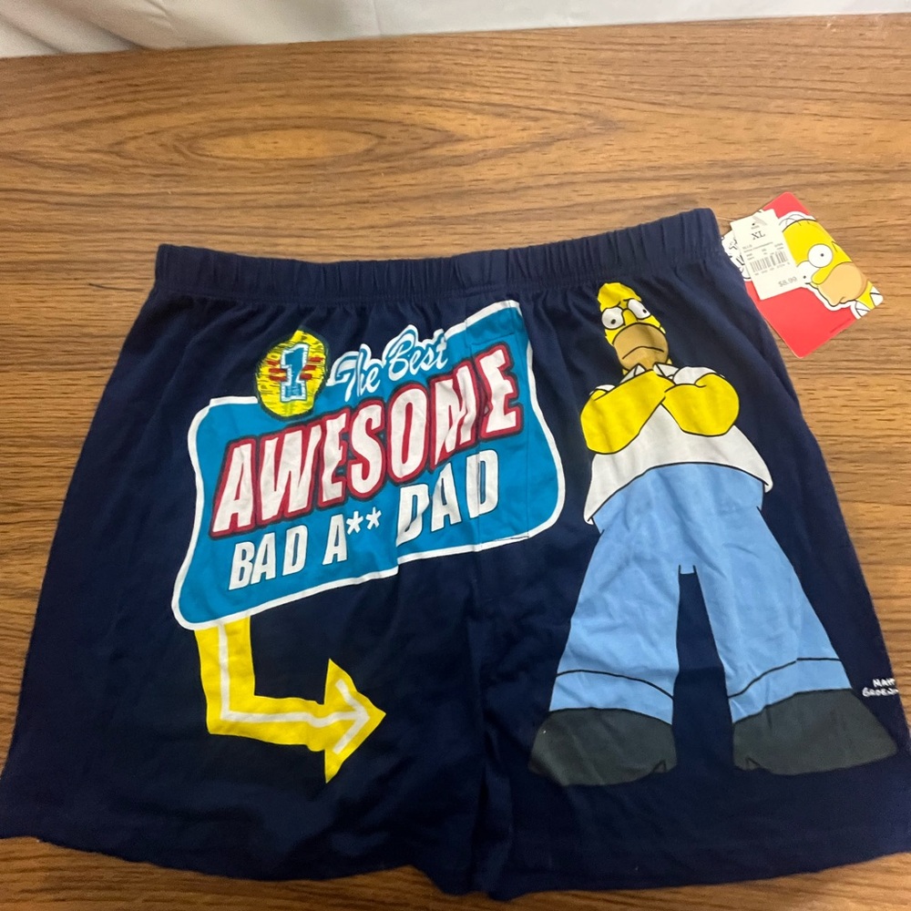 Rare Blue Simpsons ( #1 The best awesome bad a** dad ) Sz XL 40-43 Blue boxers